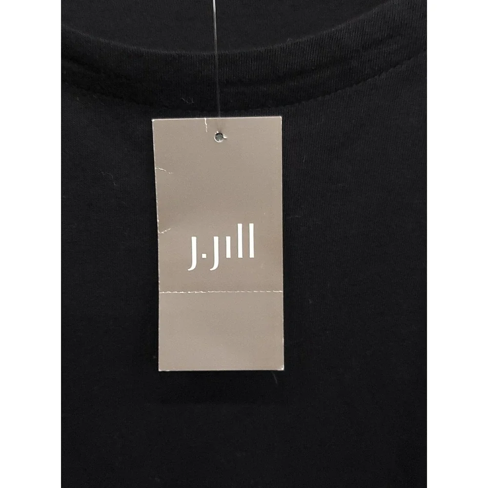 J Jill Top Womens Medium Black Balloon Sleeve Pullover White Stripes NWT - Picture 5 of 11